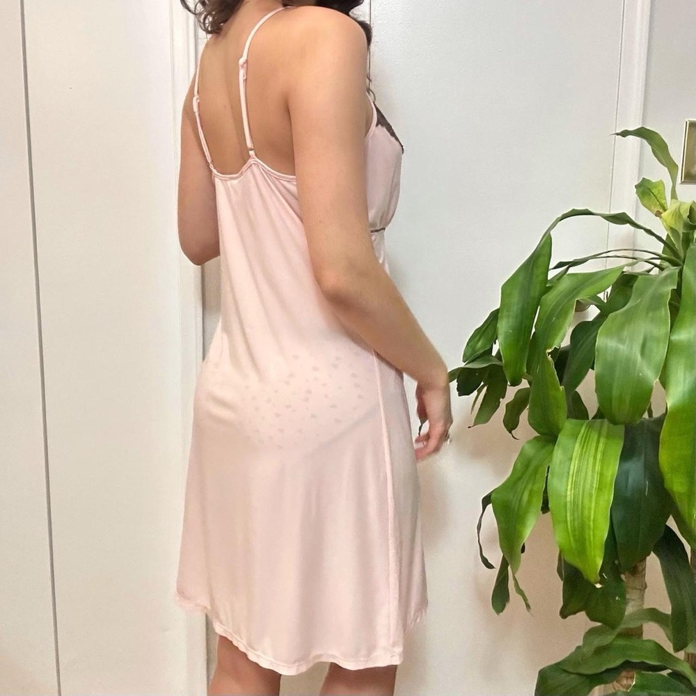 California Dynasty Vintage 90s pink n brown lace slip dress Size Medium - Picture 7 of 8